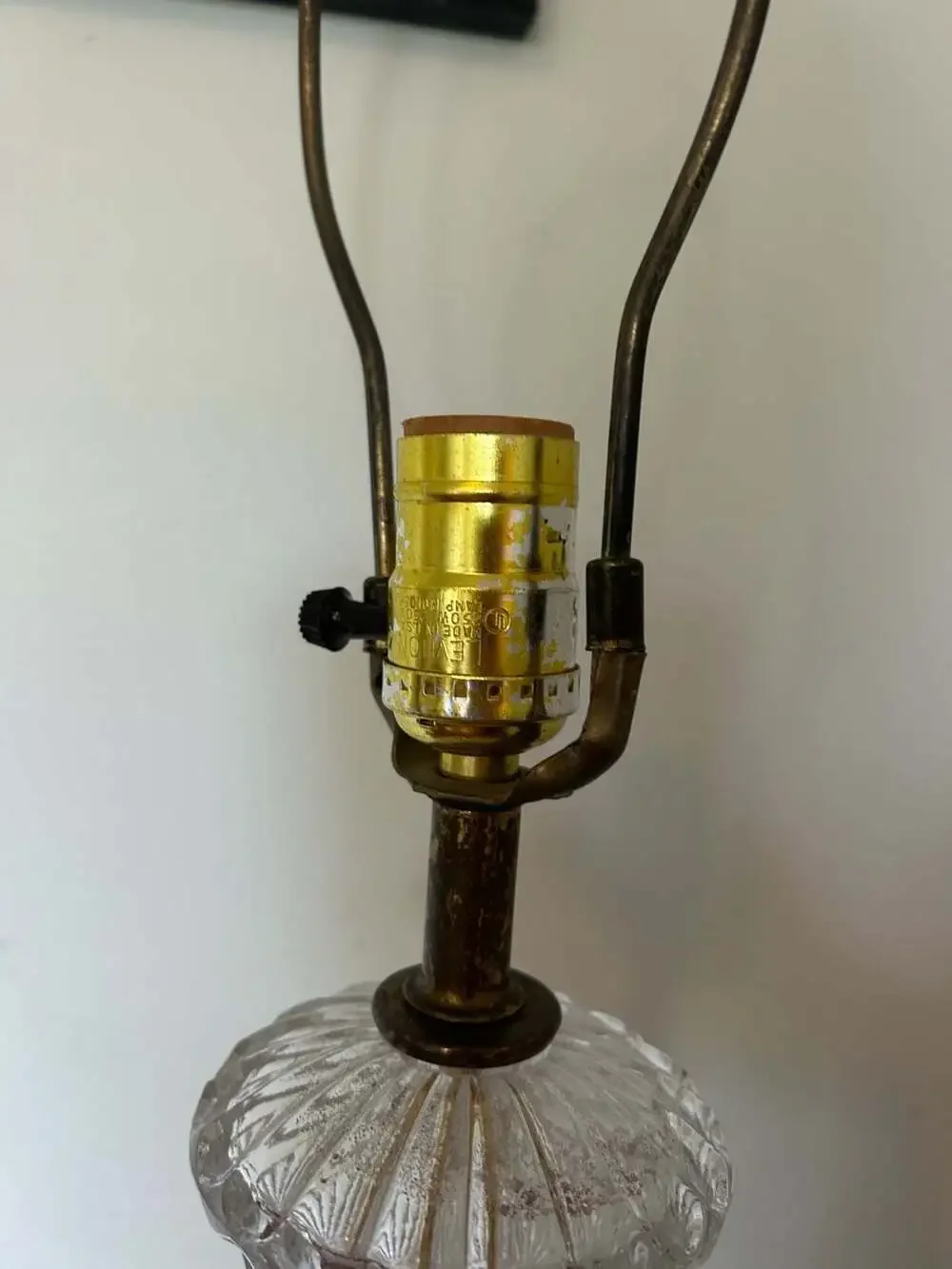Vintage Cut Crystal Pineapple Design Table Lamp with Brass Base